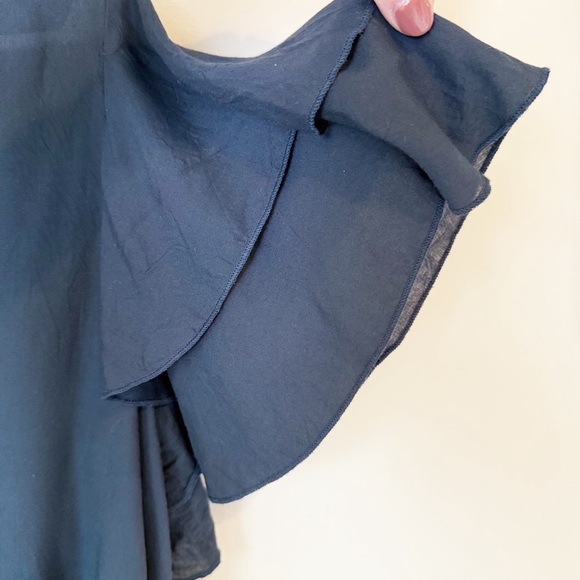 Free People Black Ruffle Sleeve Crotch Snap Blouse M - Picture 5 of 7